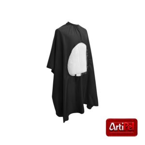 Capa de peluquería con ventana para celular color negro.