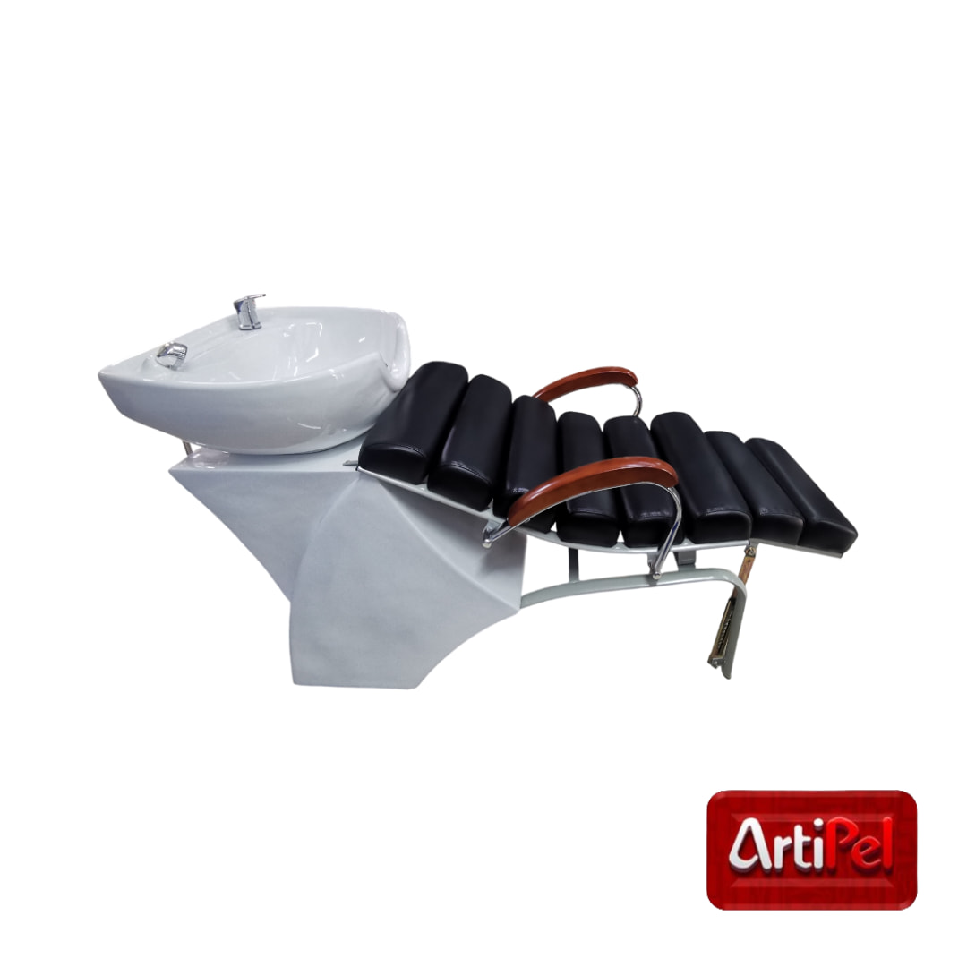 Vista lateral de lavapelo tipo cama para peluquería