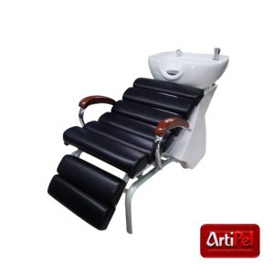 Lavapelo de peluquería profesional tipo cama con apoyapiés