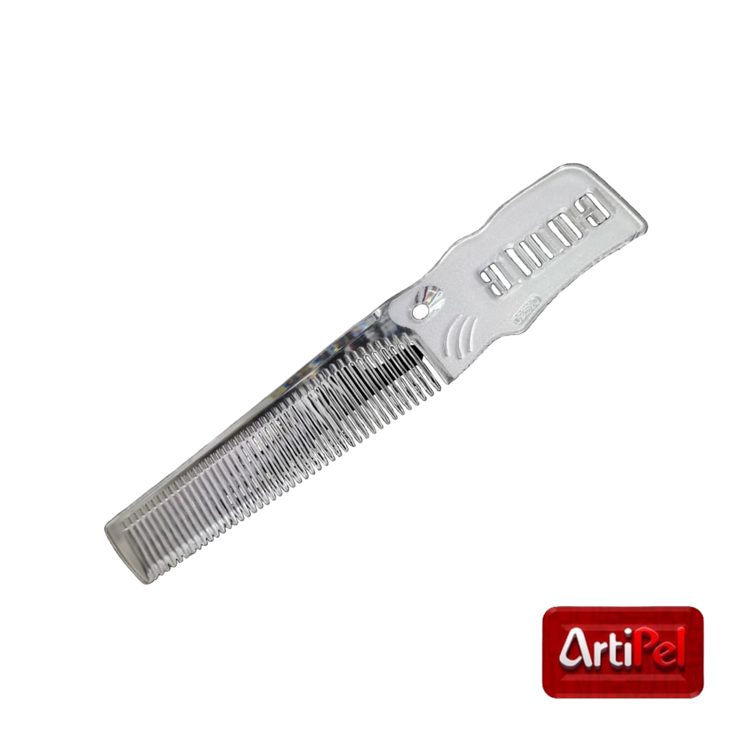 Peineta Barbería DK-520 transparente de plástico resistente, ideal para cortes de cabello y barbería profesional.
