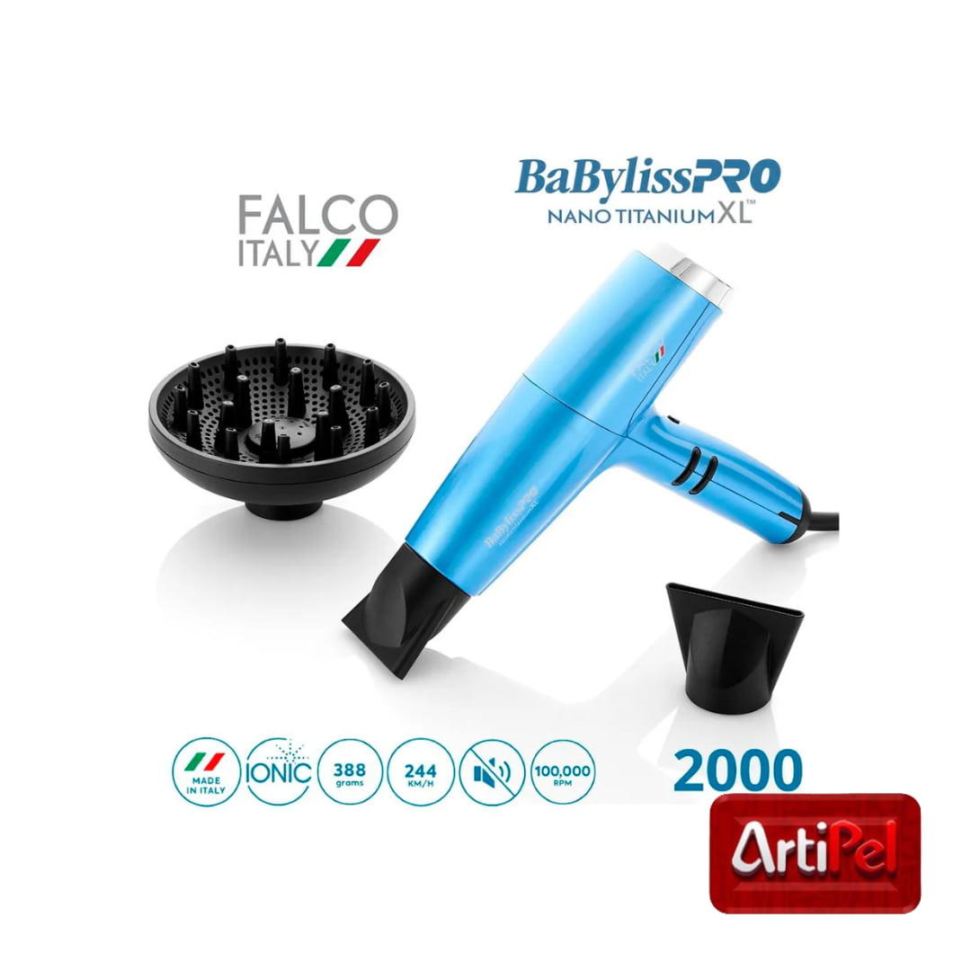 Secador BabylissPro Falco con flujo de aire concentrado.