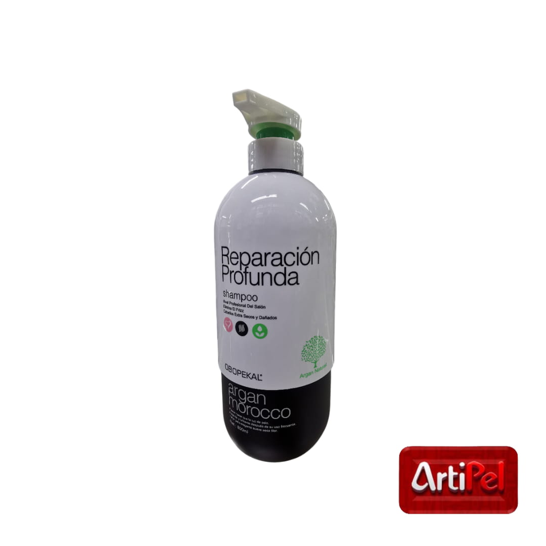Shampoo Obopekal Reparación Profunda con Argán Morocco 800 ml para cabello seco y dañado